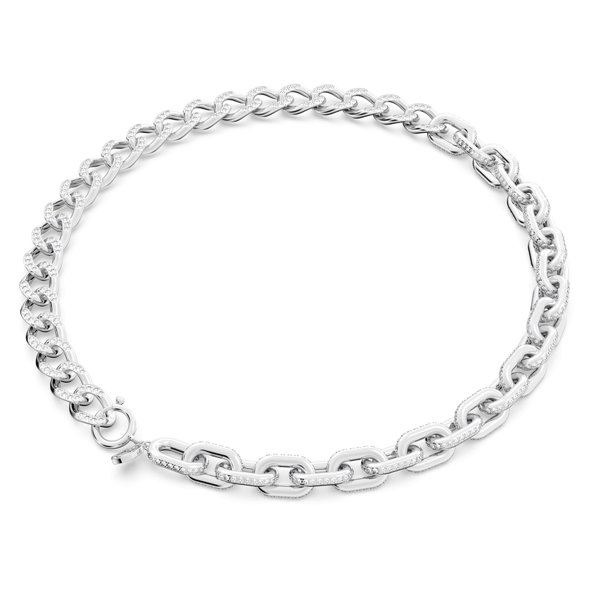 Dextera necklace, Pavé, White, Rhodium plated | Swarovski KSA