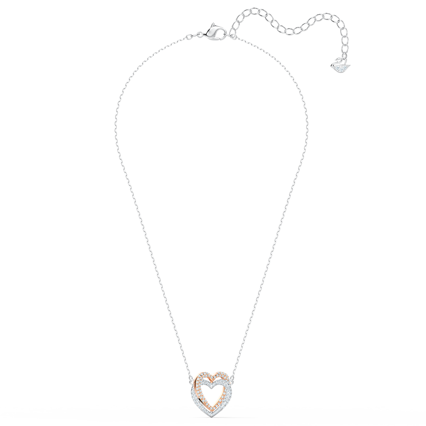 swarovski infinity heart necklace  white  mixed metal finish