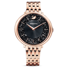 Crystalline Chic Watch, Metal bracelet, Black, Rose-gold tone PVD