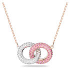 swarovski stone necklace pink rose gold tone plated