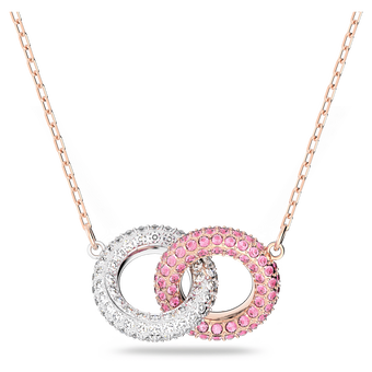 swarovski stone necklace  pink  rose gold tone plated