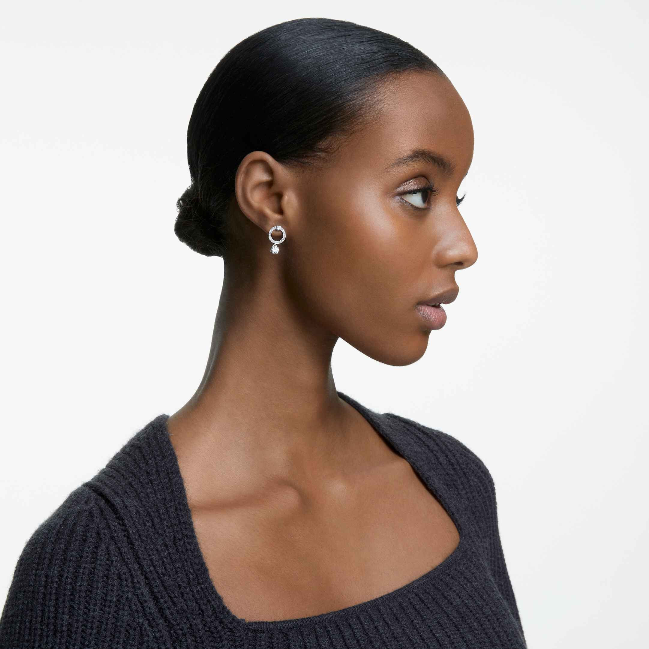 Buy Swarovski Constella hoop earrings Round cut White Rhodium plated