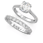 swarovski stilla ring set 2 round cut white rhodium plated