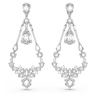 swarovski mesmera clip earrings mixed cuts chandelier long white rhodium plated