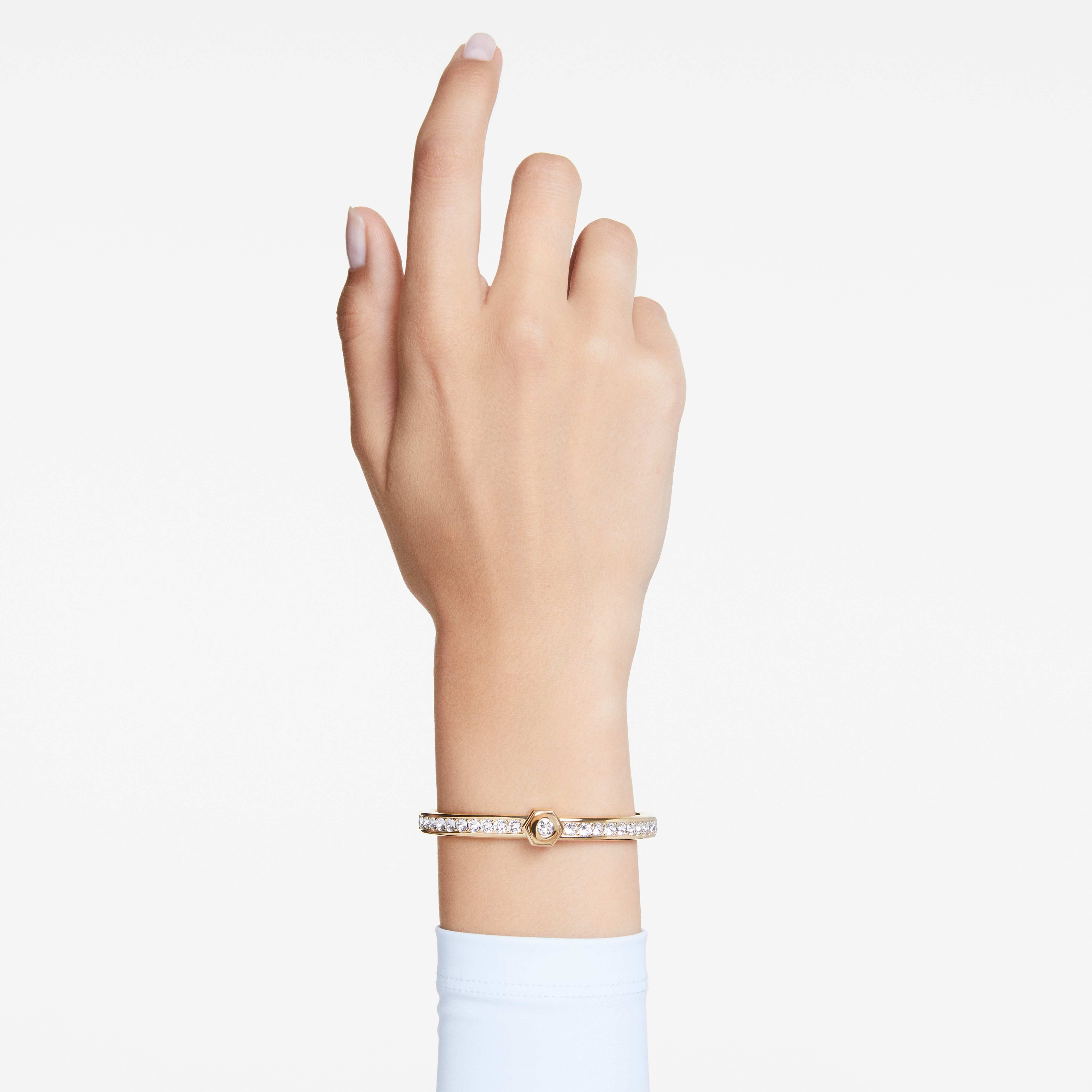 Buy Swarovski Numina bangle, Round cut, White, Gold-tone plated