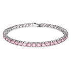 Matrix Tennis bracelet, Round cut, Pink, Rhodium plated