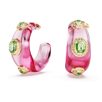 swarovski dulcis hoop earrings mixed cuts multicolored gold tone plated