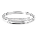 Dextera bangle, White, Rhodium plated