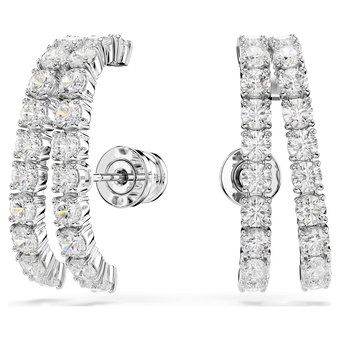 swarovski matrix ear cuffs round cut white rhodium plated
