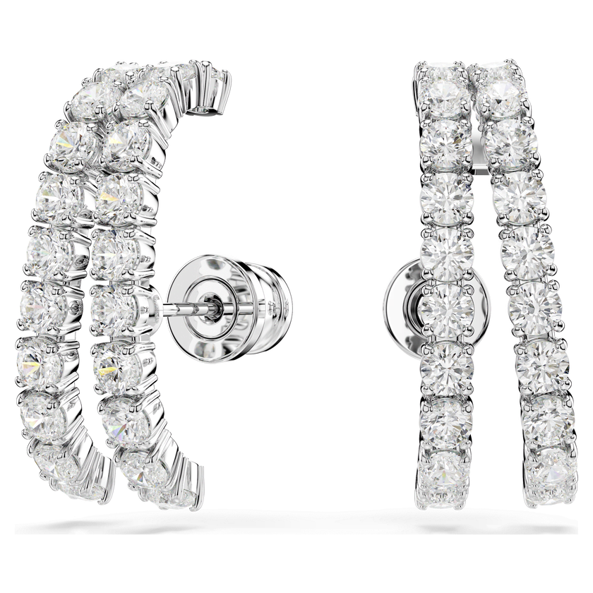 swarovski matrix ear cuffs  round cut  white  rhodium plated