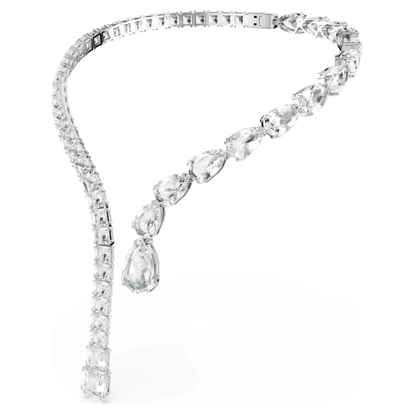 swarovski matrix open necklace  mixed cuts  white  rhodium plated