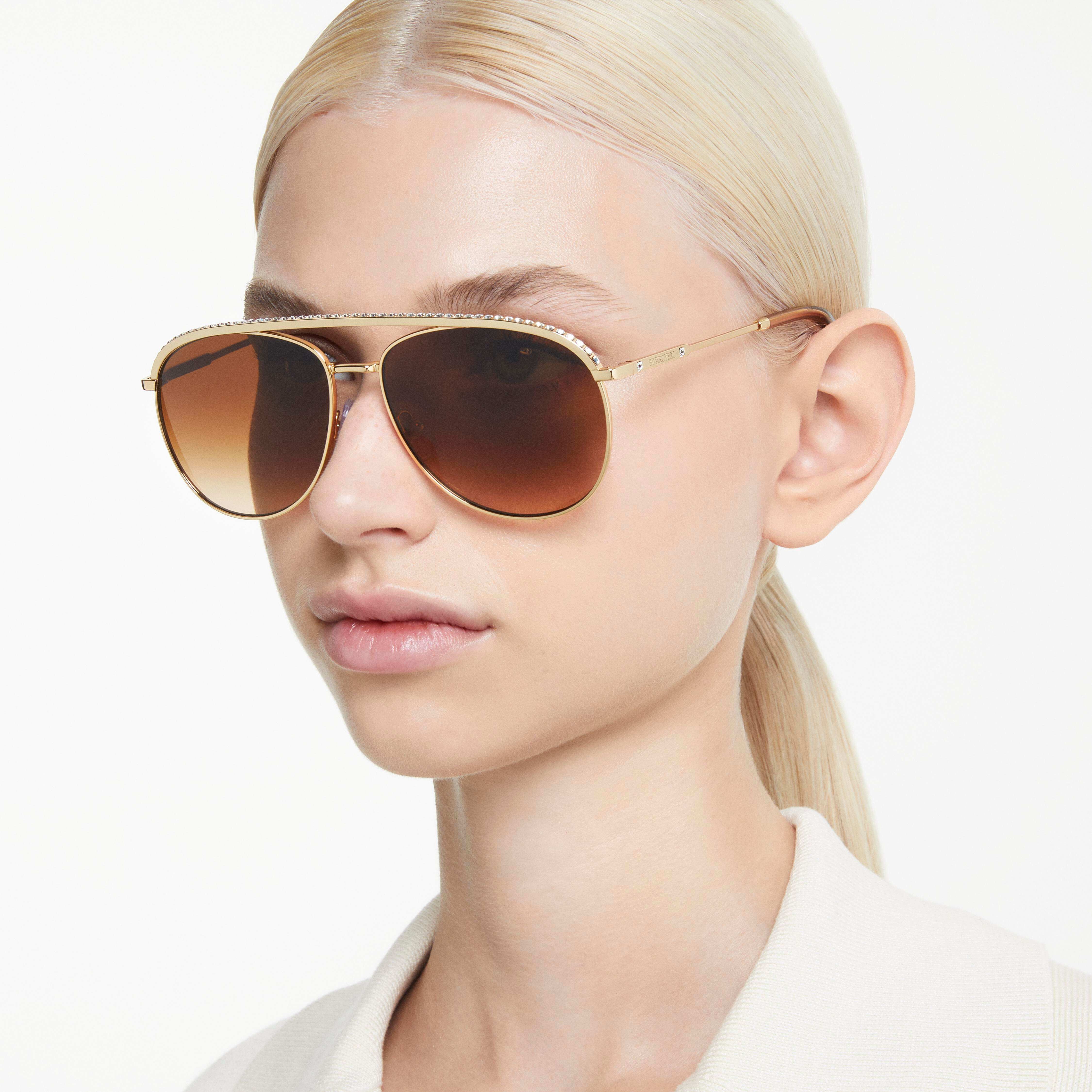 swarovski sunglasses  pilot shape  sk7005el  brown