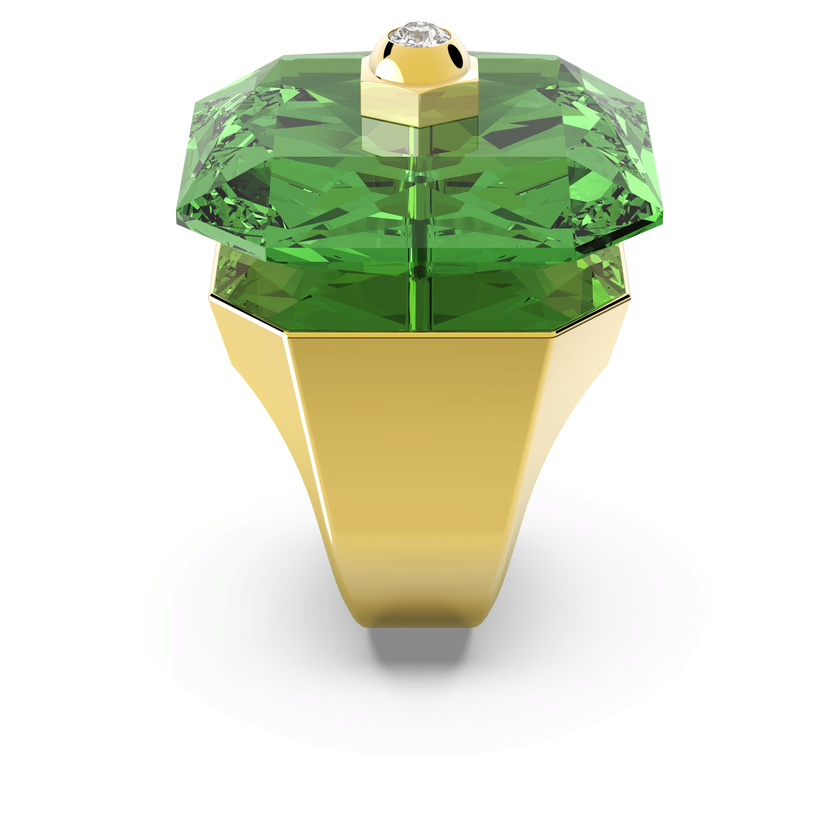 swarovski studiosa ring  octagon cut crystal  green  gold tone plated