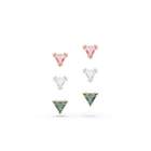 swarovski stilla stud earrings  triangle cut  multicolored  mixed metal finish