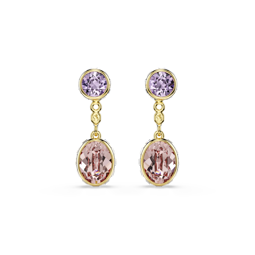 swarovski chroma drop earrings  mixed cuts  multicolored  gold tone plated