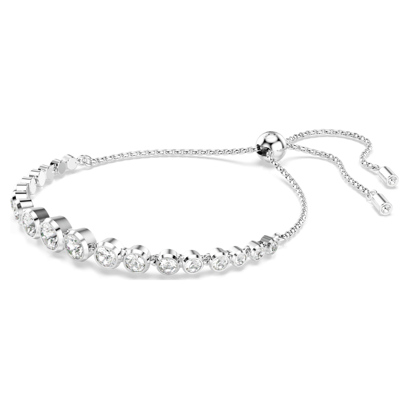 swarovski imber tennis bracelet  mixed round cuts  white  rhodium plated