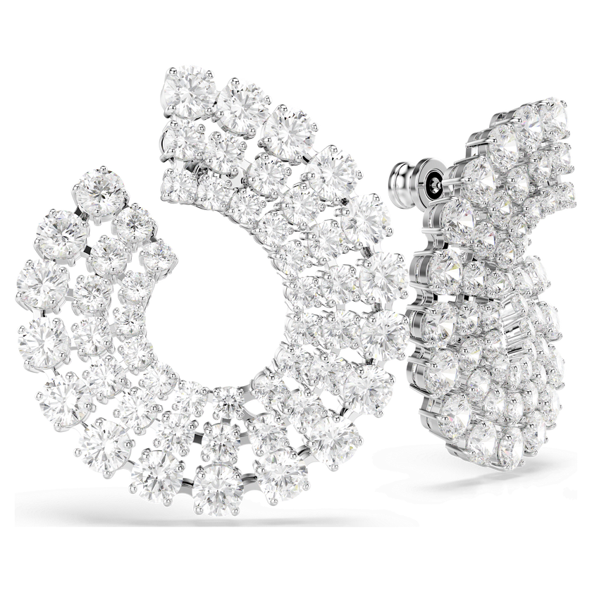 swarovski matrix hoop earrings  mixed round cuts  white  rhodium plated