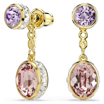 swarovski chroma drop earrings  mixed cuts  multicolored  gold tone plated