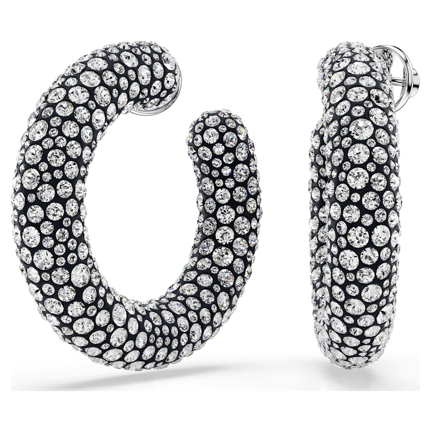 swarovski sublima hoop earrings  mixed round cuts  white  rhodium plated