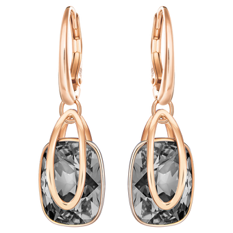 swarovski holding drop earrings  gray  rose gold tone plated