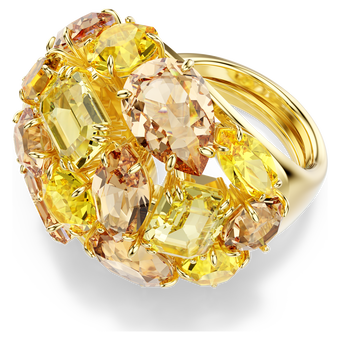 swarovski gema cocktail ring mixed cuts yellow gold tone plated