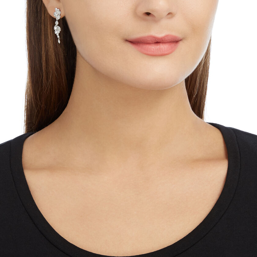 Buy Swarovski Diapason drop earrings, Mixed cuts, White, Rhodium