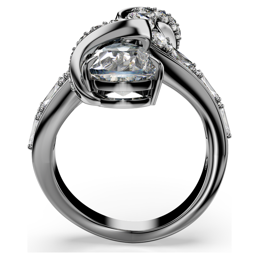 swarovski the vienna collection open ring  feather  white  ruthenium plated