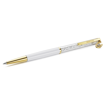swarovski crystalline ballpoint pen  horse shoe  white  white lacquered  gold tone plated
