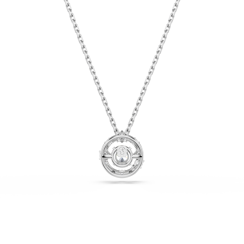 swarovski constella pendant  round cut  dancing stone  white  rhodium plated