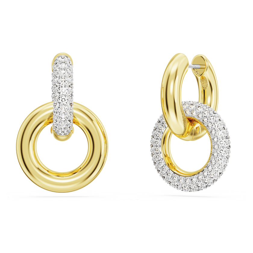 swarovski dextera hoop earrings  interlocking loop  white  gold tone plated
