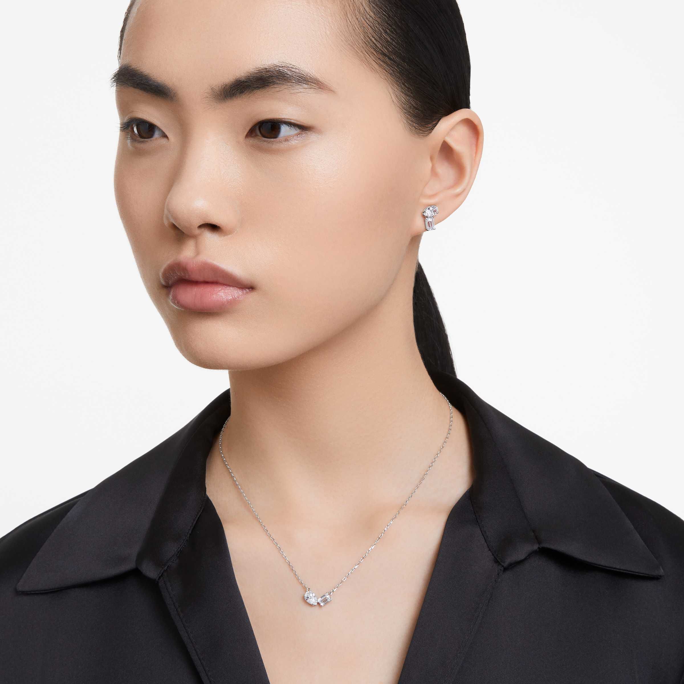 swarovski mesmera set  mixed cuts  white  rhodium plated