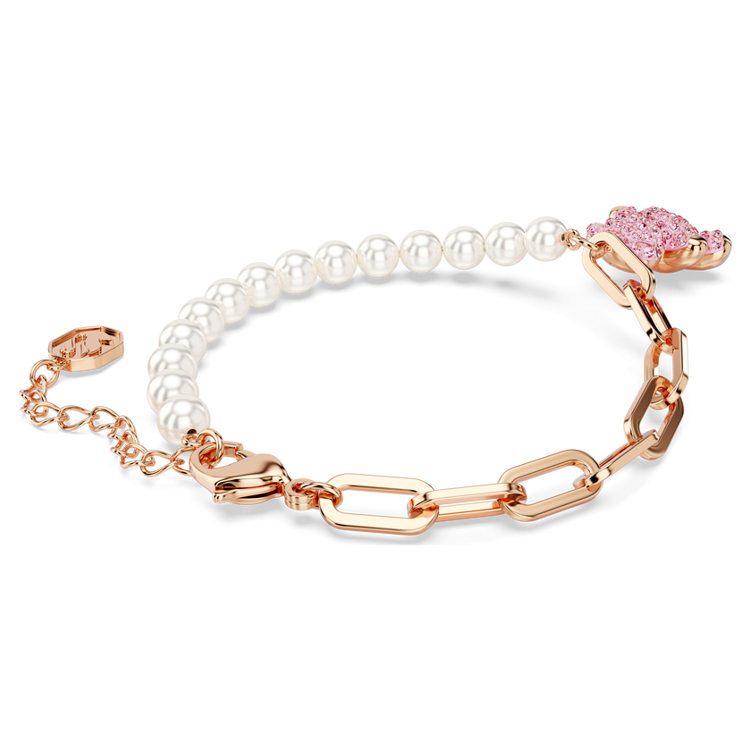 swarovski teddy bracelet  bear  pink  rose gold tone plated