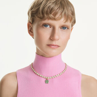 swarovski idyllia charm  clover  green  gold tone plated