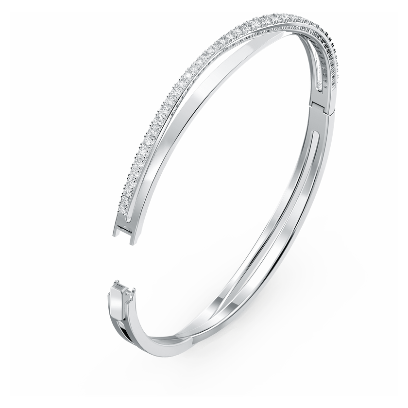 swarovski hyperbola bangle  white  rhodium plated