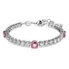 Matrix Tennis bracelet, Mixed cuts, Pink, Rhodium plated