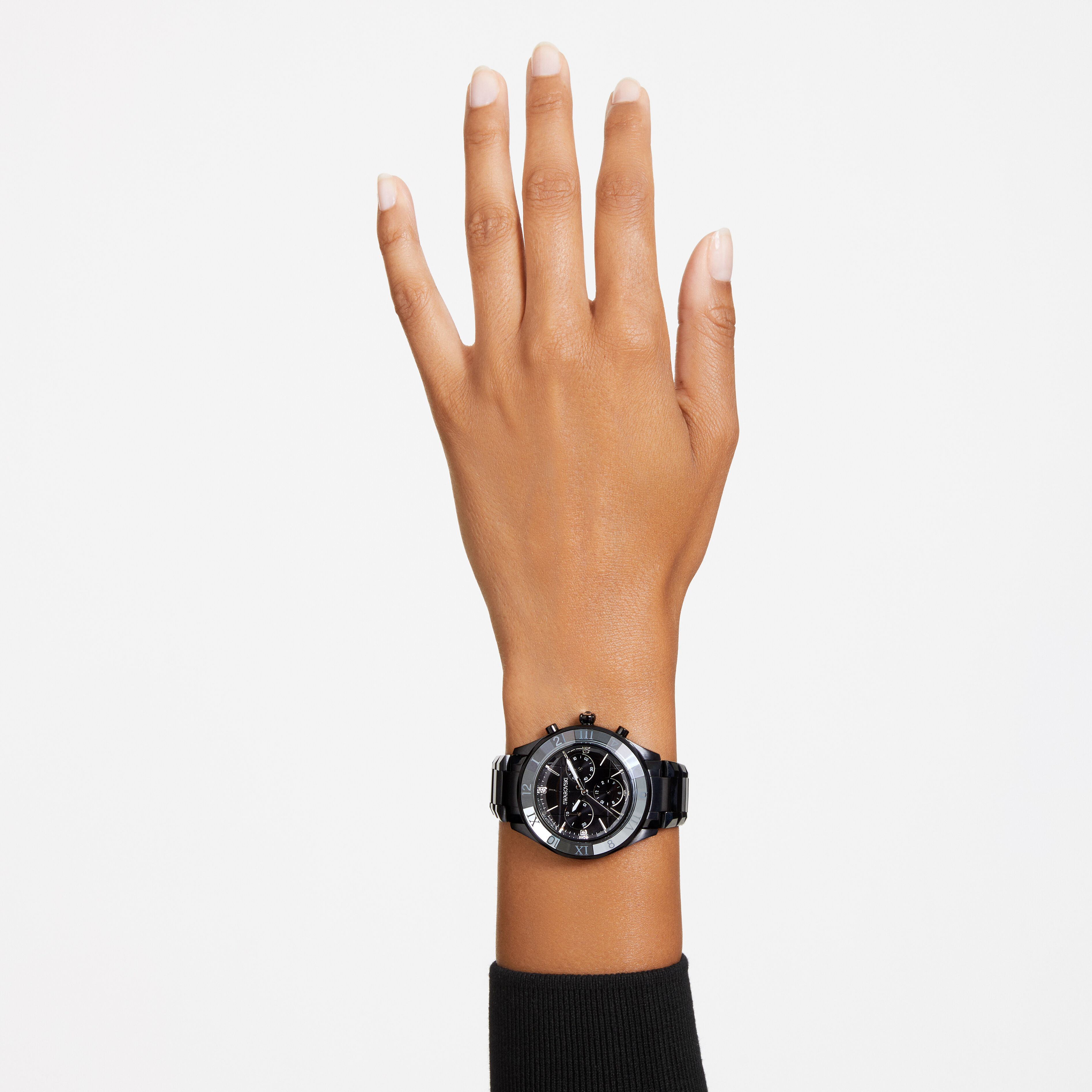 Buy Swarovski Watch Metal bracelet Black Black finish