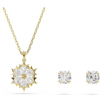 swarovski magic set  set  2   mixed cuts  snowflake  white  18k gold finish