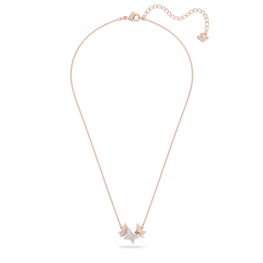 Buy Swarovski Lilia necklace, Butterfly, White, Rosegold tone plated