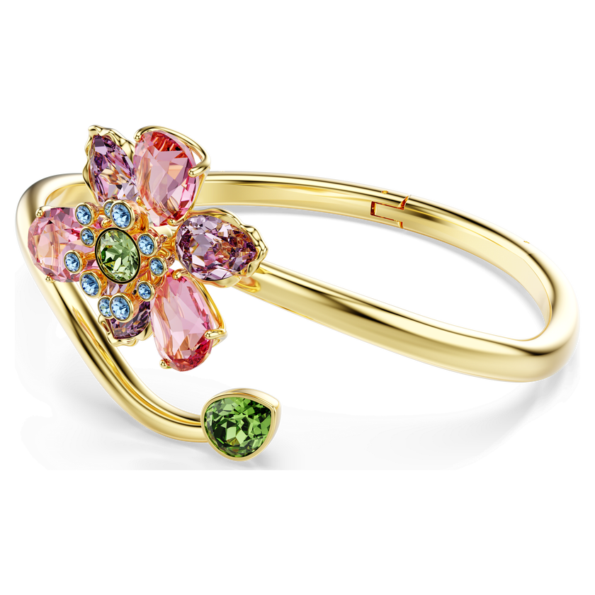 swarovski idyllia bangle  mixed cuts  flower  multicolored  gold tone plated