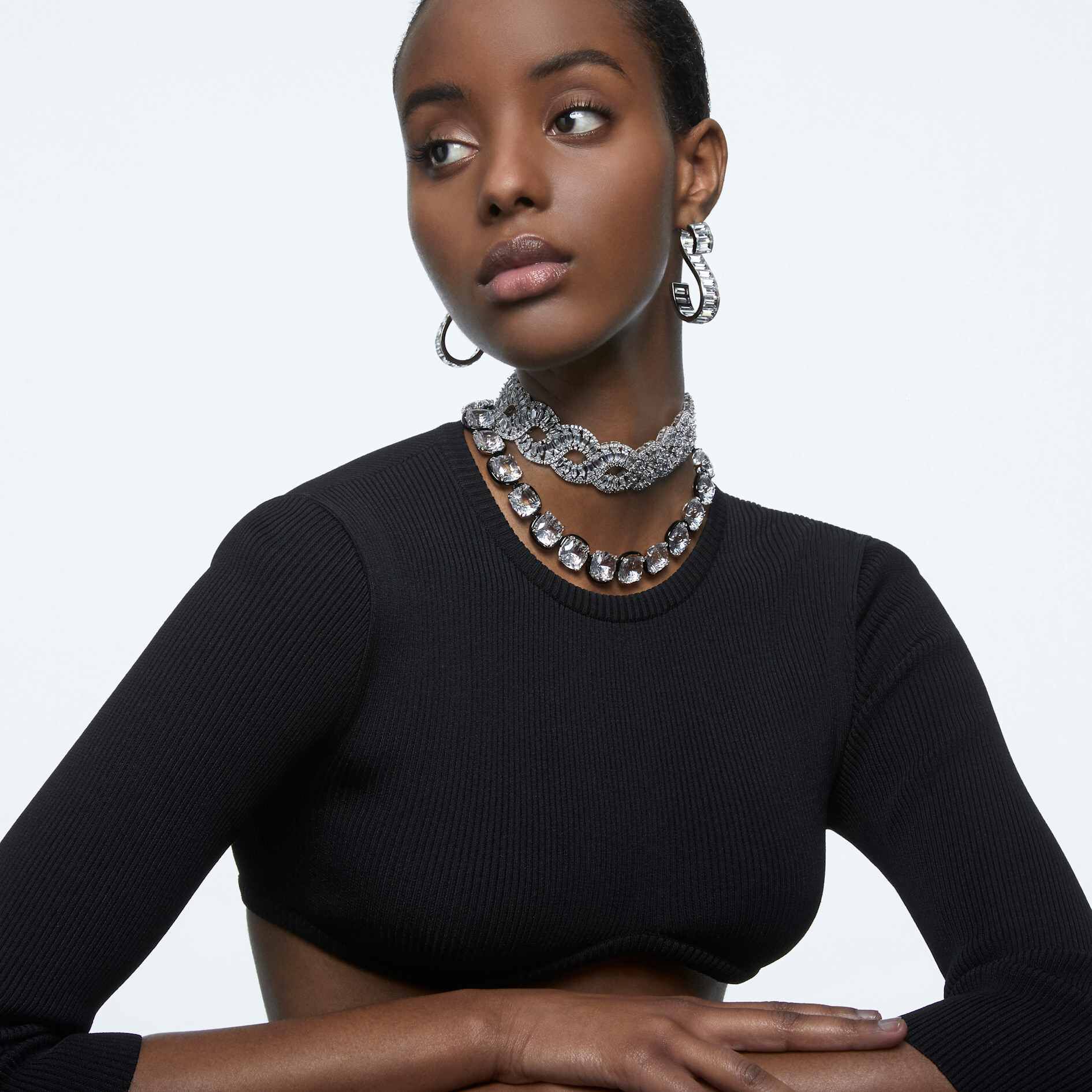 Buy Swarovski Hyperbola choker Wave White Rhodium plated