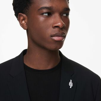 swarovski matrix tack pin  baguette cut  knot  white  rhodium plated