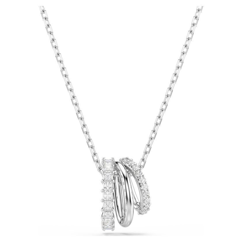 swarovski hyperbola pendant  round cut  white  rhodium plated