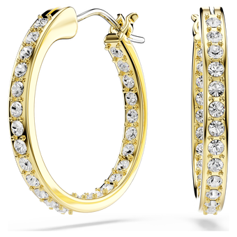 swarovski sommerset hoop earrings  small  white  gold tone plated