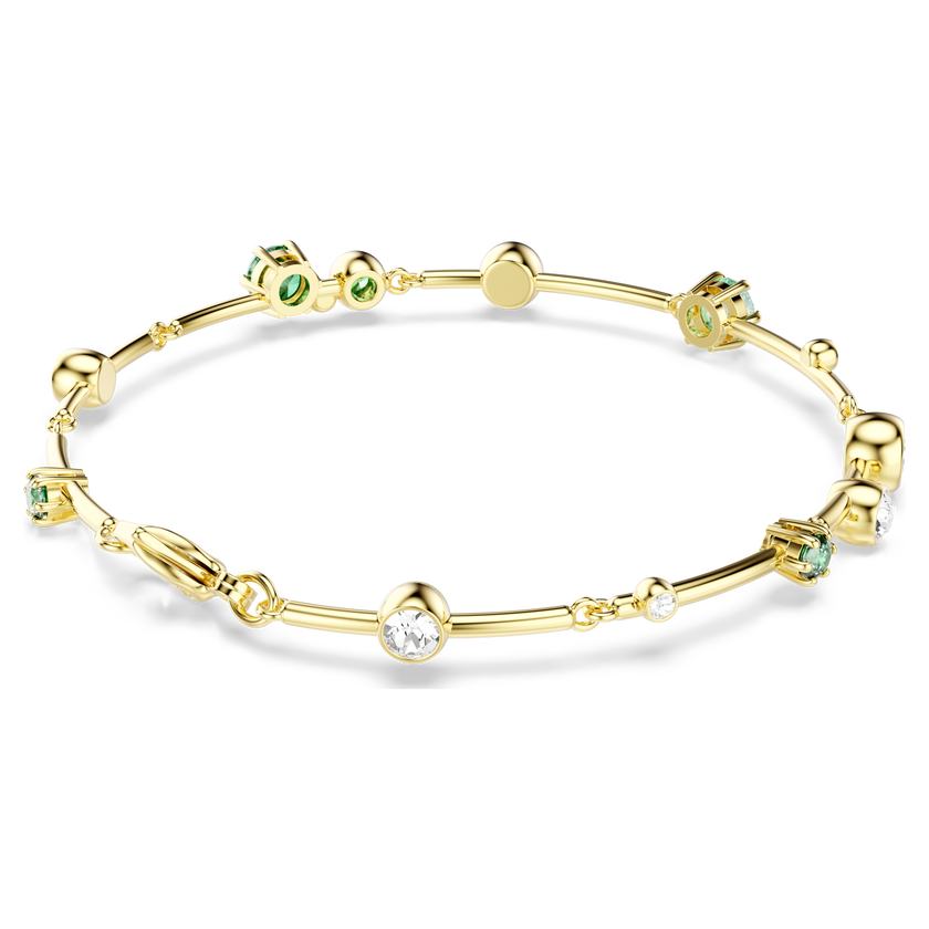 swarovski constella bracelet  mixed cuts  green  gold tone plated