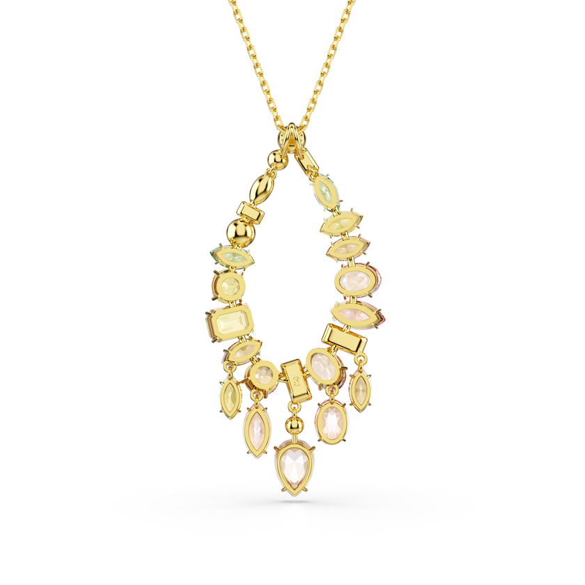 swarovski gema pendant  mixed cuts  multicolored  gold tone plated
