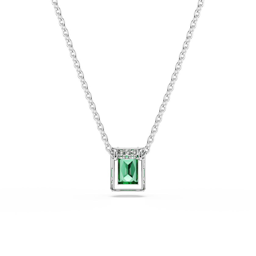 swarovski una angelic pendant  rectangular cut  pav   green  rhodium plated