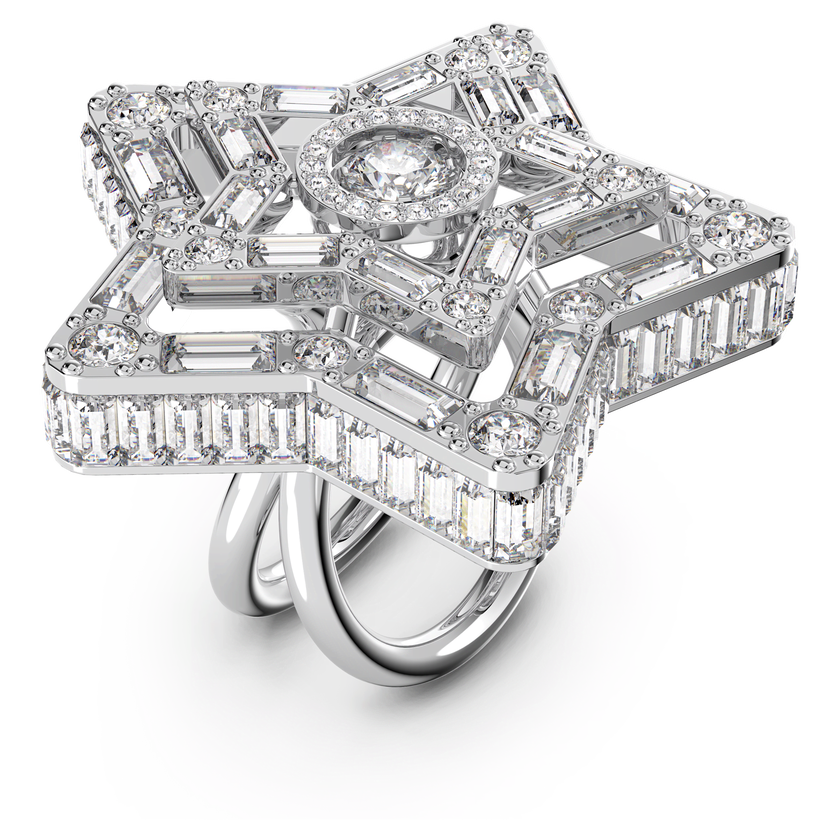 swarovski stella ring white  rhodium plated