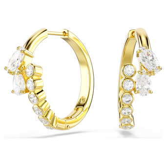 swarovski mesmera hoop earrings  mixed cuts  white  18k gold finish