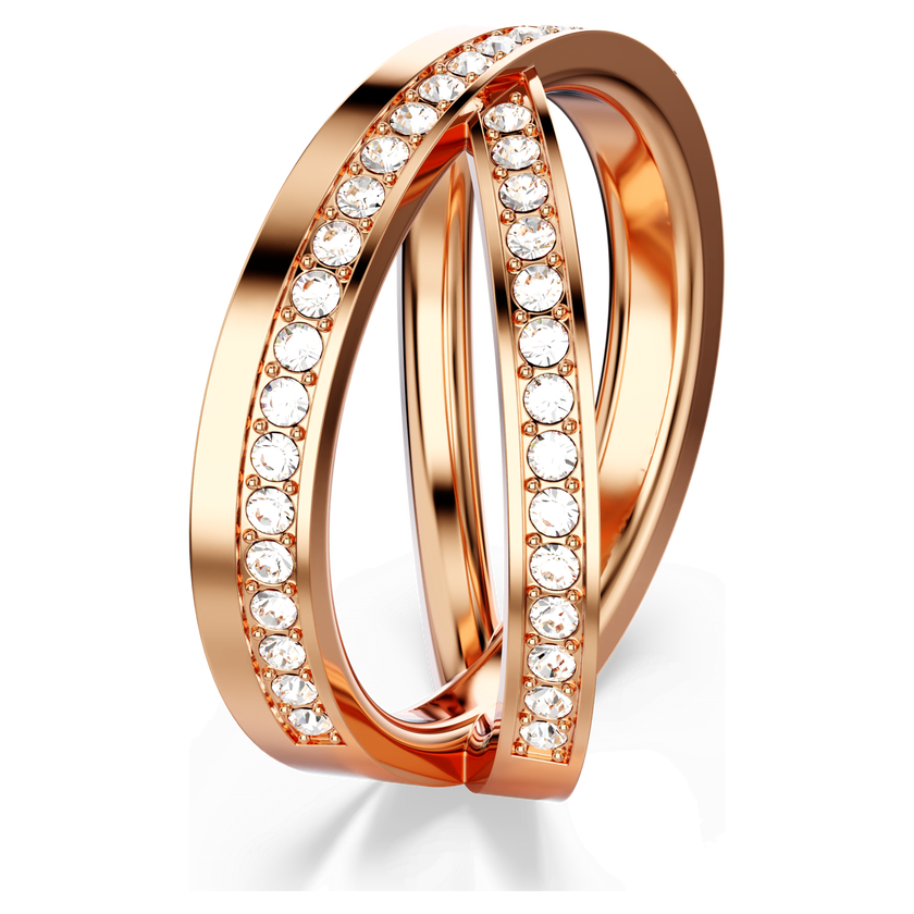 swarovski delta ring  round cut  white  rose gold tone plated