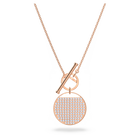 Ginger T Bar necklace, White, Rose gold-tone plated